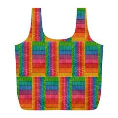 A multicolored bag with a small pattern.