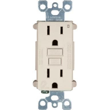 An electrical outlet with two outlets and one light.