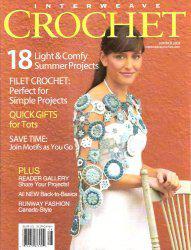 The cover of a crochet magazine with a woman in a white dress