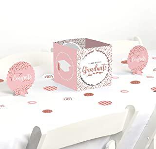 There is a table with pink and white decorations.
