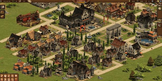 The game is showing an old town with lots of buildings.
