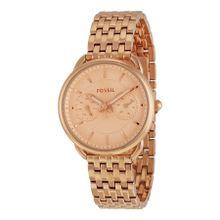 A women's watch with a rose gold tone.