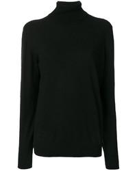 The row of black turtle neck sweater.